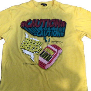 Yellow Graphic T-Shirt with Caution Design